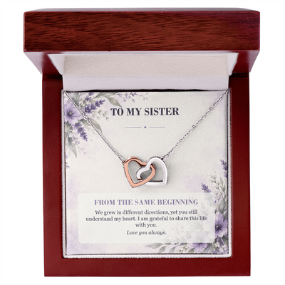 Load image into Gallery viewer, To My Sister Interlocking Hearts Necklace - From the Same Beginning
