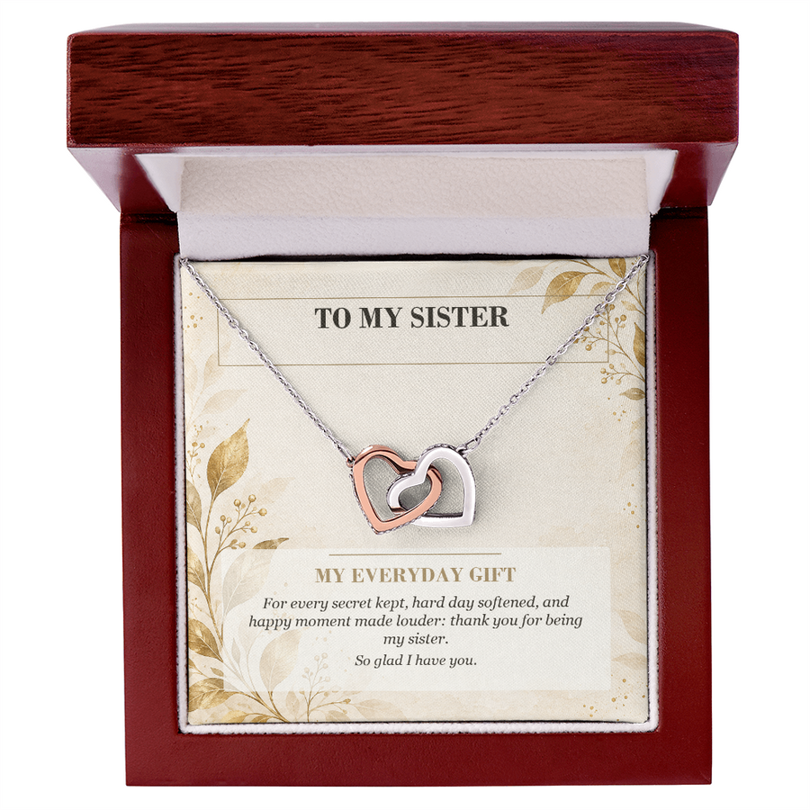 To My Sister Interlocking Hearts Necklace - My Everyday Gift