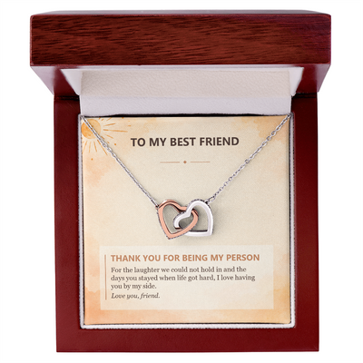 Load image into Gallery viewer, To My Best Friend Interlocking Hearts Necklace - Thank You for Being My Person
