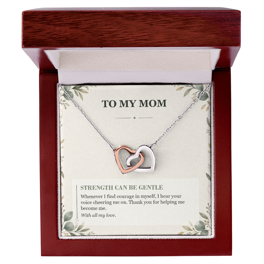 To My Mom Interlocking Hearts Necklace - Gentle Strength Message Card