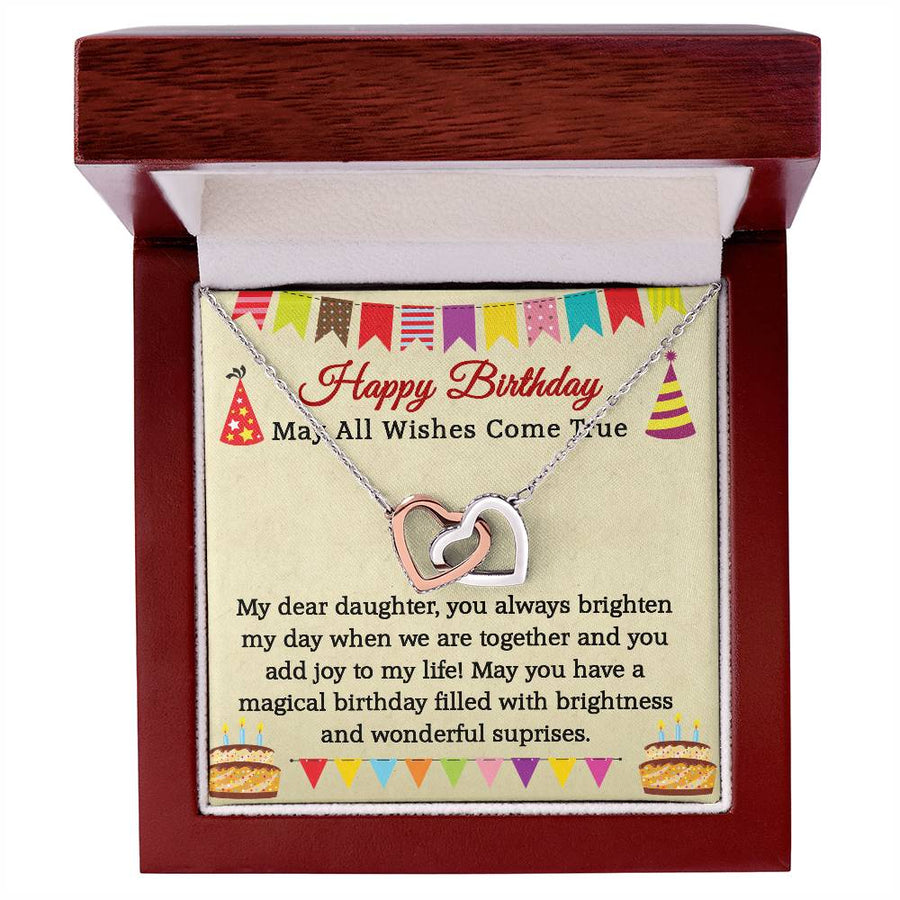 Interlocking Hearts Necklace for Daughter, Necklaces for Daughter from Mom, May All Wishes Come True