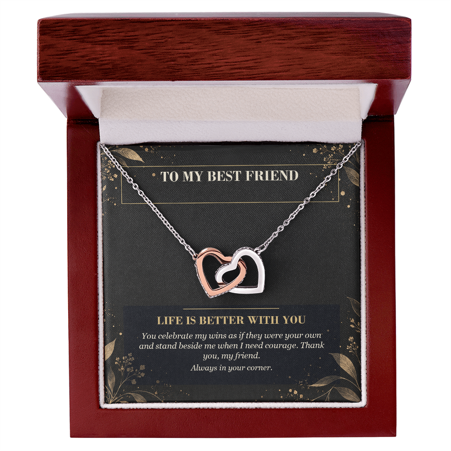 To My Best Friend Interlocking Hearts Necklace - Life Is Better With You