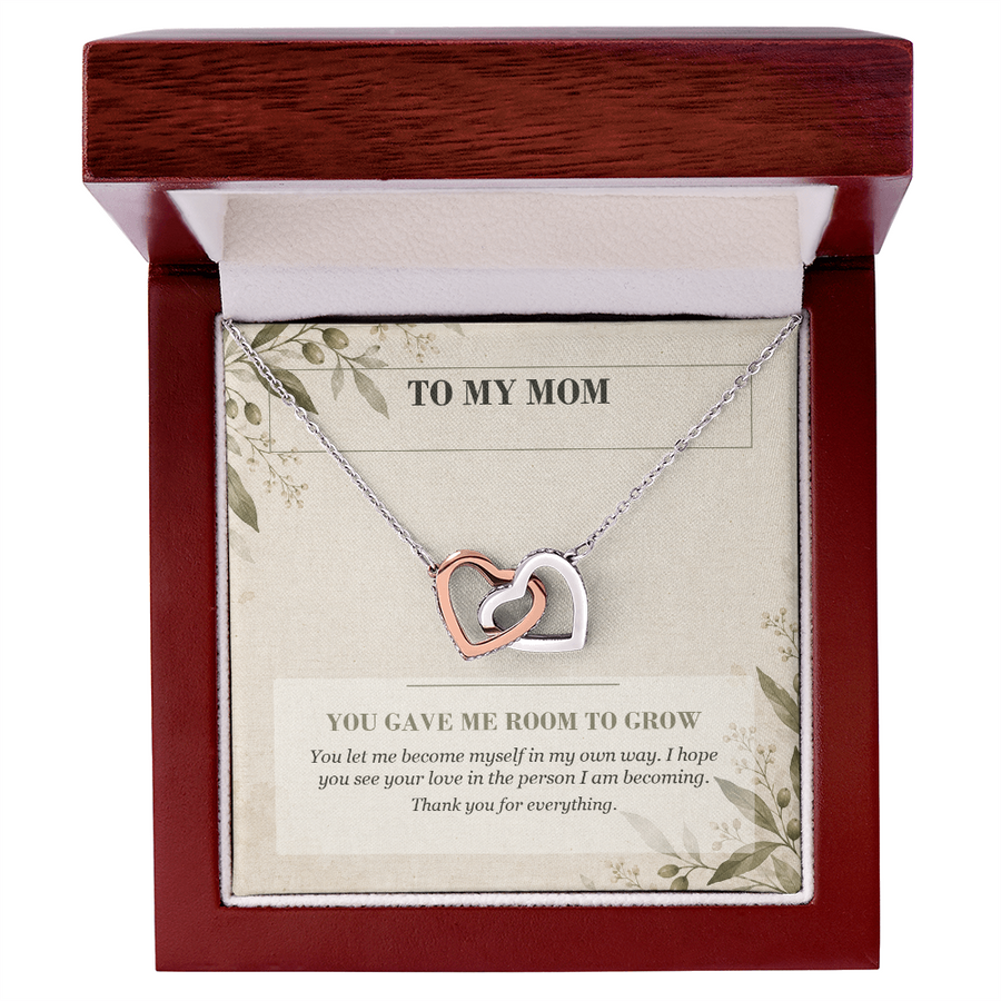 To My Mom Interlocking Hearts Necklace - You Gave Me Room to Grow