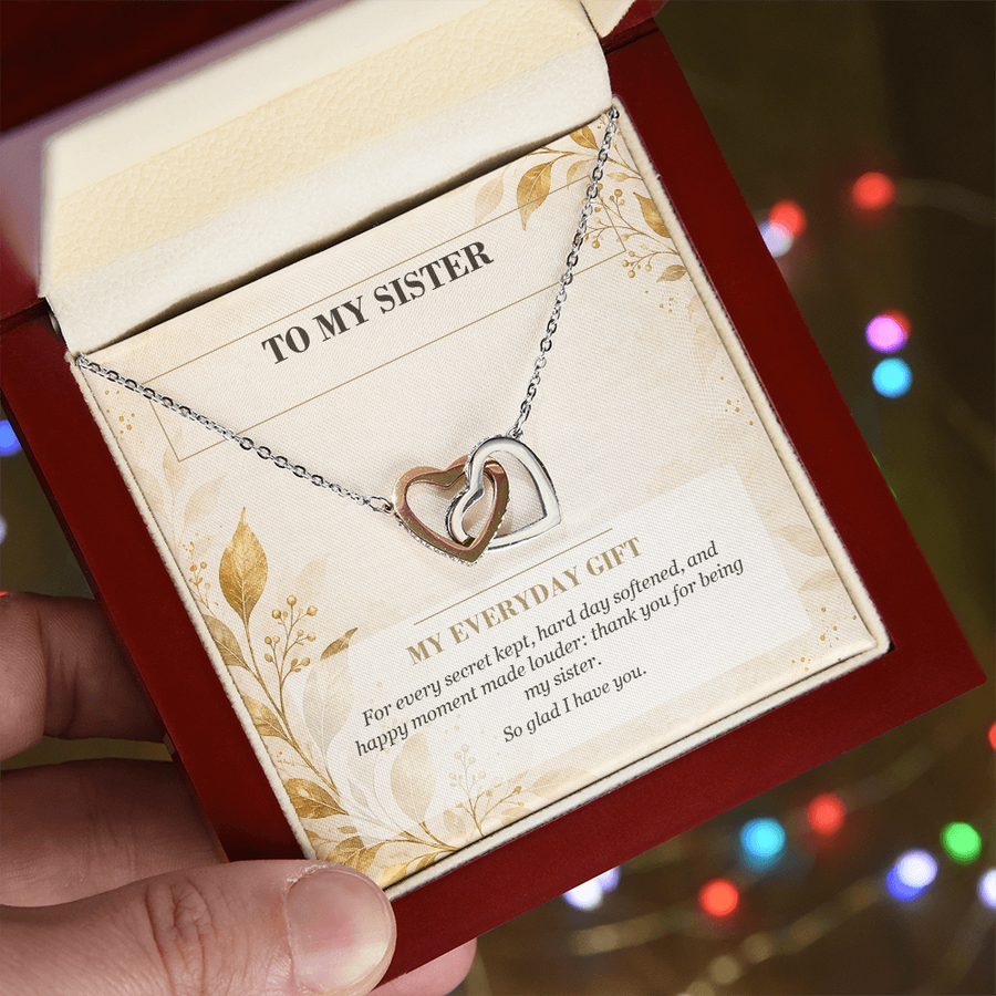 To My Sister Interlocking Hearts Necklace - My Everyday Gift