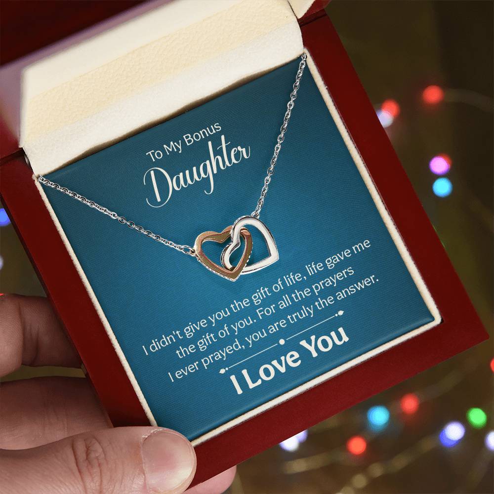 Collana Figliastra Bonus - Ciondolo Cerchi Intrecciati In Acciaio Inox Con Messaggio 'Gift Of Life' - Regalo Emozionale Per Figlia Adottiva