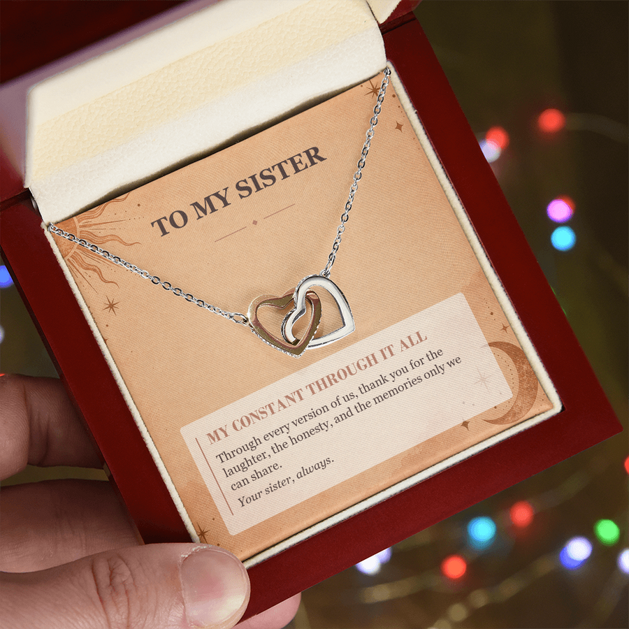 To My Sister Interlocking Hearts Necklace - My Constant Through It All