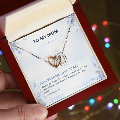 Load image into Gallery viewer, To My Mom Interlocking Hearts Necklace - Always Close to My Heart
