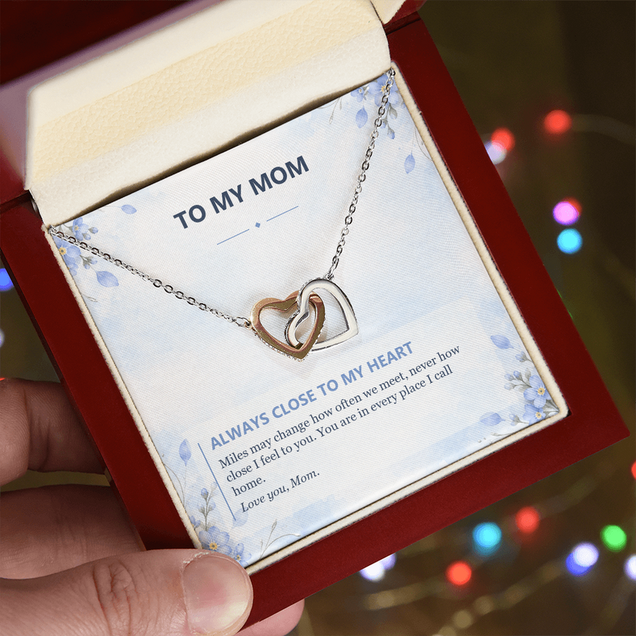To My Mom Interlocking Hearts Necklace - Always Close to My Heart