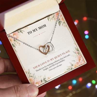 Load image into Gallery viewer, To My Mom Interlocking Hearts Necklace - Your Love Is My Quiet Place
