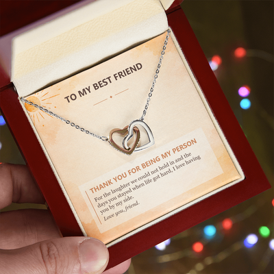 Load image into Gallery viewer, To My Best Friend Interlocking Hearts Necklace - Thank You for Being My Person
