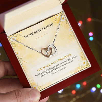 Load image into Gallery viewer, To My Best Friend Interlocking Hearts Necklace - You Make Days Brighter
