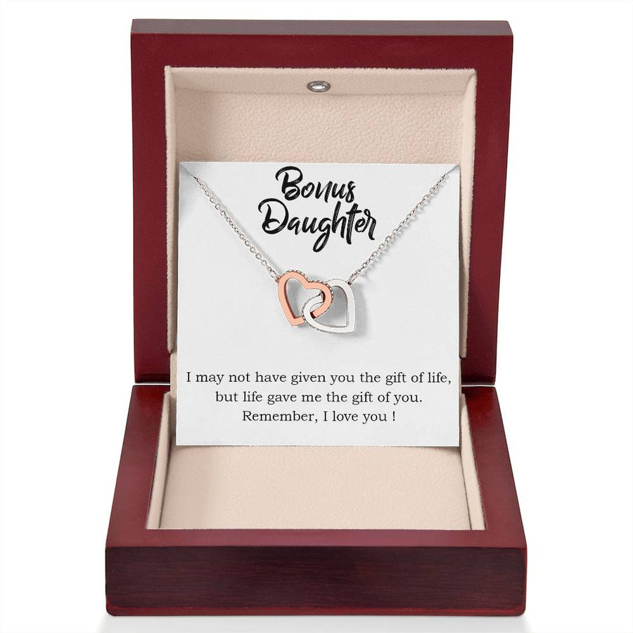 To My Bonus Daughter Necklace from Mom/Dad, Life Gave Me The Gift of You
