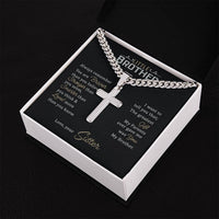 Load image into Gallery viewer, Little Brother Birthday Gift - Love Your Lord with All Your Strength Cross Cuban Link Chain
