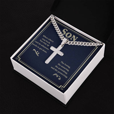 Load image into Gallery viewer, To My Son Artisan Cross Necklace - When Others Step Back
