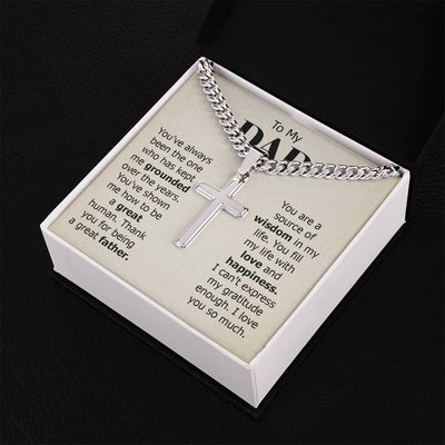 Load image into Gallery viewer, To My Dad Artisan Cross Necklace from Daughter/son, You Are Source of Wisdom in My Life
