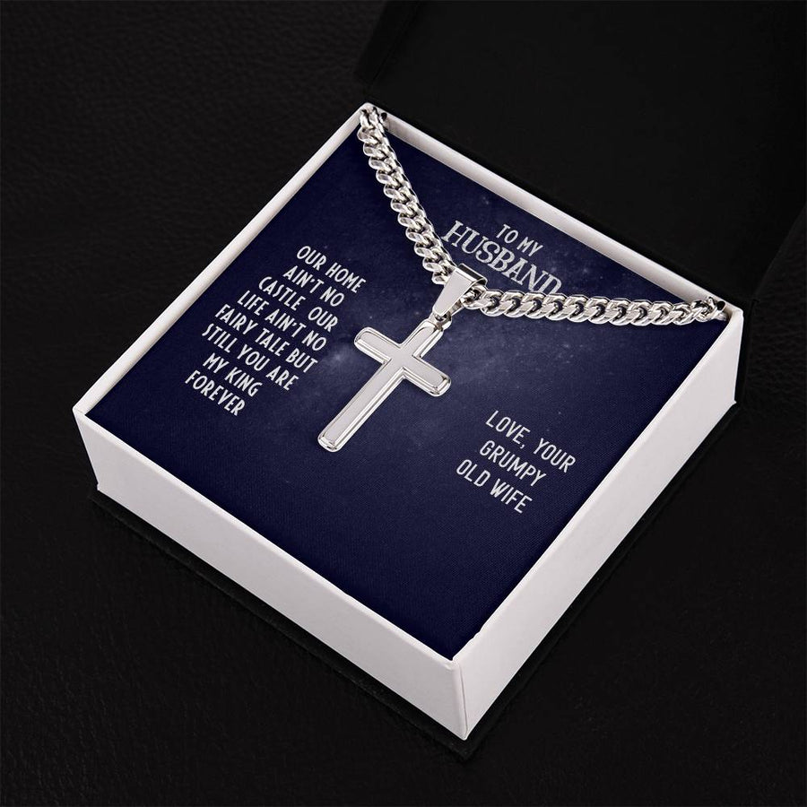 To My Husband Gifts from Wife, Christian Cross Necklace Men's, Birthday Necklace for Him