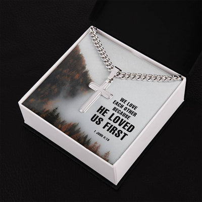 Load image into Gallery viewer, Birthday Gifts for a Christian Man, Unique Christian Gifts for Him, Cross on Cuban Link Chain
