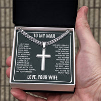 Load image into Gallery viewer, To My Man - I love you with every ounce Artisan Cross on Cuban Link Chain
