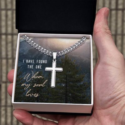 Load image into Gallery viewer, Miami Cuban Link Chain with Cross Pendant, I Have Found the One Whom My Soul Loves
