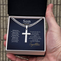 Load image into Gallery viewer, Graduation Gifts for Son from Mom - Graduation Gifts for Boys Cross Cuban Link Chain
