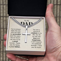 Load image into Gallery viewer, To My Dad Artisan Cross Necklace from Daughter/son, You Are Source of Wisdom in My Life
