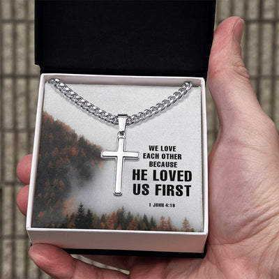 Load image into Gallery viewer, Birthday Gifts for a Christian Man, Unique Christian Gifts for Him, Cross on Cuban Link Chain
