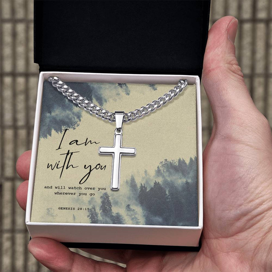Birthday Gifts for a Christian Man, Spiritual Gifts for Men, Cross on Cuban Link Chain
