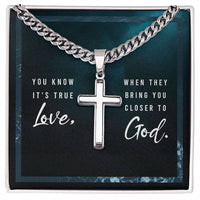 Load image into Gallery viewer, You Know It&#39;s True Love from God - Artisan Cross on Cuban Link Chain
