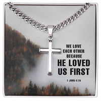 Load image into Gallery viewer, Birthday Gifts for a Christian Man, Unique Christian Gifts for Him, Cross on Cuban Link Chain
