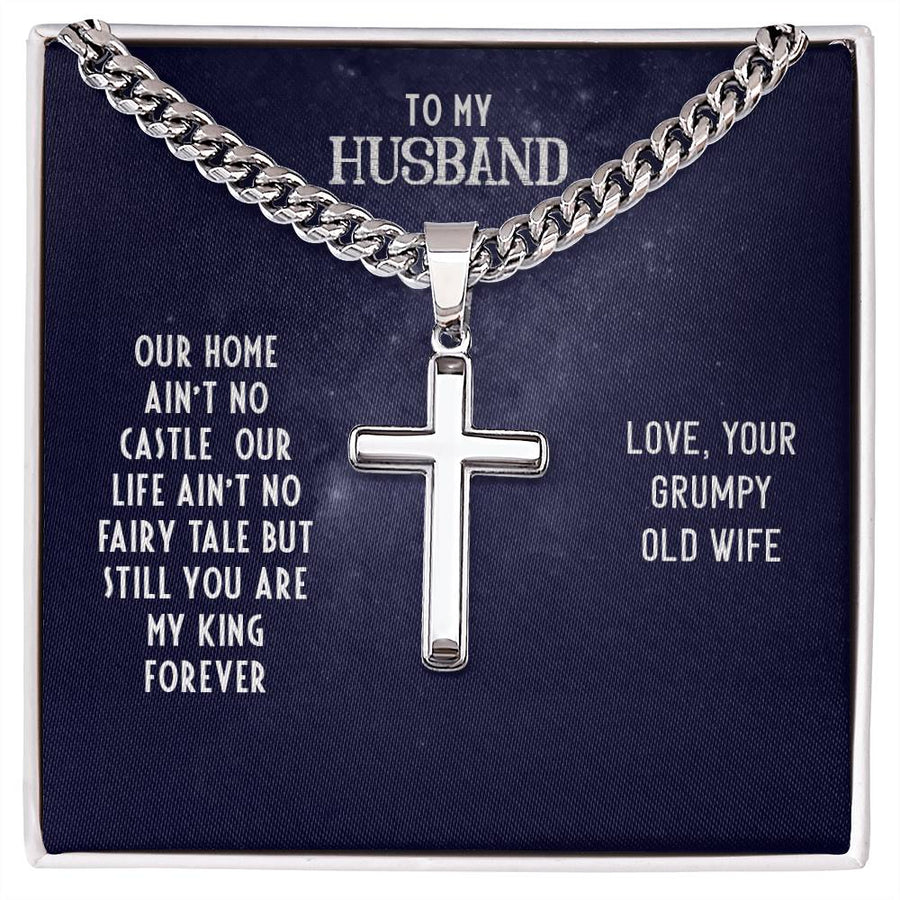 To My Husband Gifts from Wife, Christian Cross Necklace Men's, Birthday Necklace for Him