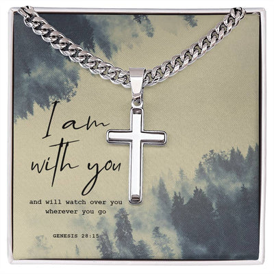 Load image into Gallery viewer, Birthday Gifts for a Christian Man, Spiritual Gifts for Men, Cross on Cuban Link Chain
