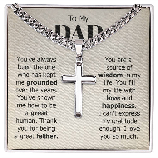 To My Dad Artisan Cross Necklace from Daughter/son, You Are Source of Wisdom in My Life