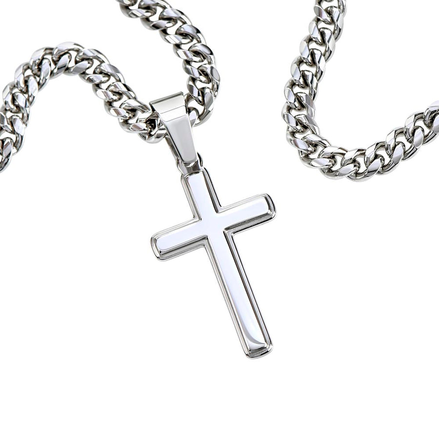 Miami Cuban Link Chain with Cross Pendant, I Have Found the One Whom My Soul Loves