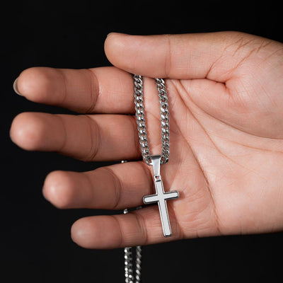 Load image into Gallery viewer, To My Bonus Dad Artisan Cross Necklace, Thank You for Stepping in to Become the Dad You Didn&amp;#39;t Have to Be
