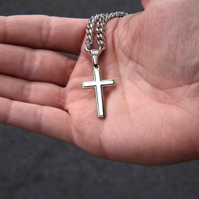 Load image into Gallery viewer, To My Bonus Dad Artisan Cross Necklace, Thank You for Stepping in to Become the Dad You Didn&amp;#39;t Have to Be
