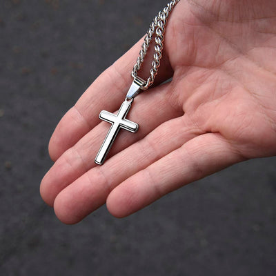 Load image into Gallery viewer, To My Bonus Dad Artisan Cross Necklace, Thank You for Stepping in to Become the Dad You Didn&amp;#39;t Have to Be
