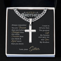 Load image into Gallery viewer, Little Brother Birthday Gift - Love Your Lord with All Your Strength Cross Cuban Link Chain
