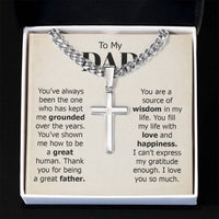 Load image into Gallery viewer, To My Dad Artisan Cross Necklace from Daughter/son, You Are Source of Wisdom in My Life
