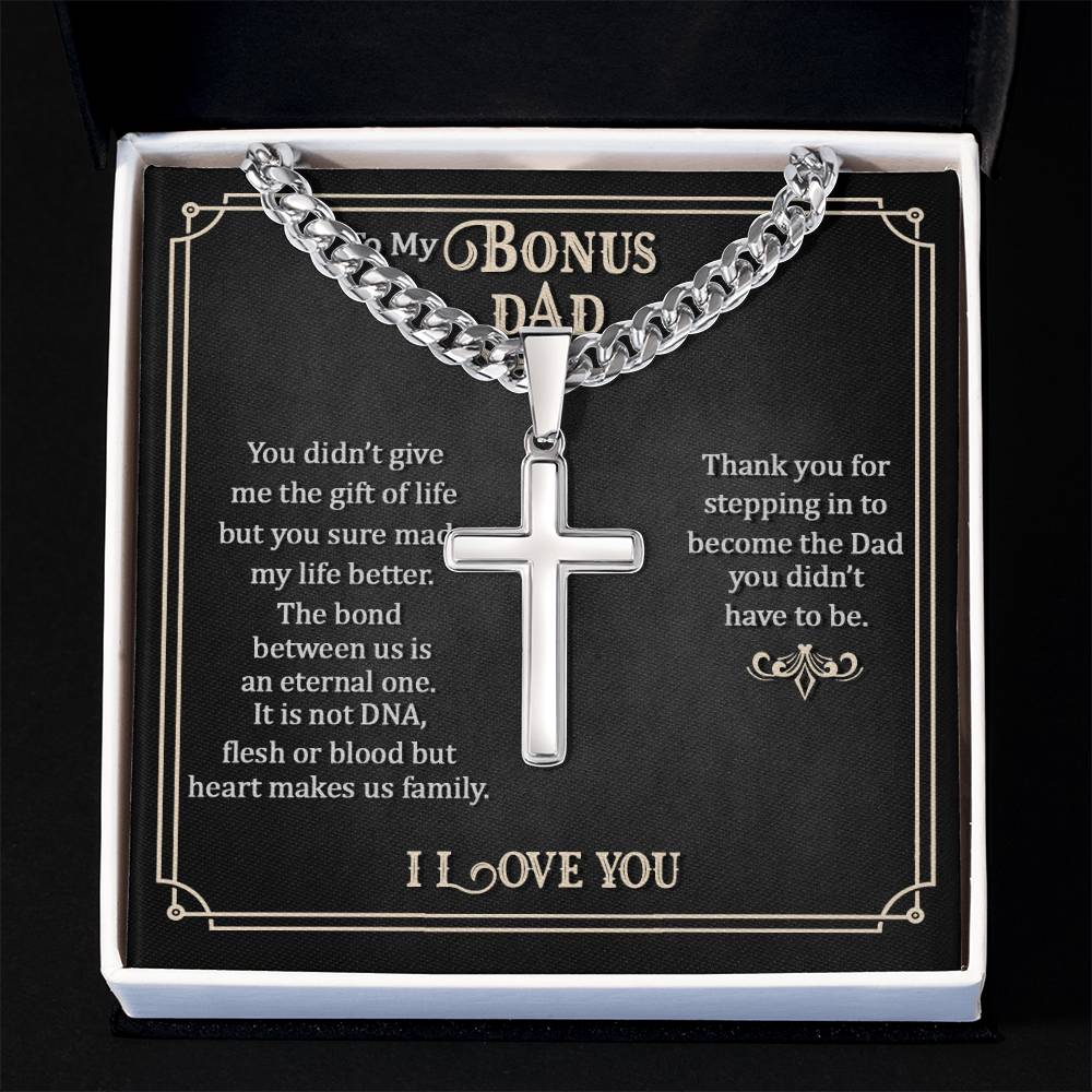 Bonus Dad Keychain Gift For Stepfather | Engraved Stainless Steel Thank You Present From Step Kids | Silver - View #10