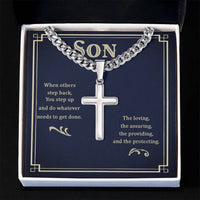 Load image into Gallery viewer, To My Son Artisan Cross Necklace - When Others Step Back
