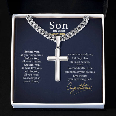 Load image into Gallery viewer, Graduation Gifts for Son from Mom - Graduation Gifts for Boys Cross Cuban Link Chain
