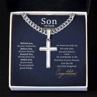 Load image into Gallery viewer, Graduation Gifts for Son from Mom - Graduation Gifts for Boys Cross Cuban Link Chain
