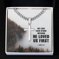 Load image into Gallery viewer, Birthday Gifts for a Christian Man, Unique Christian Gifts for Him, Cross on Cuban Link Chain
