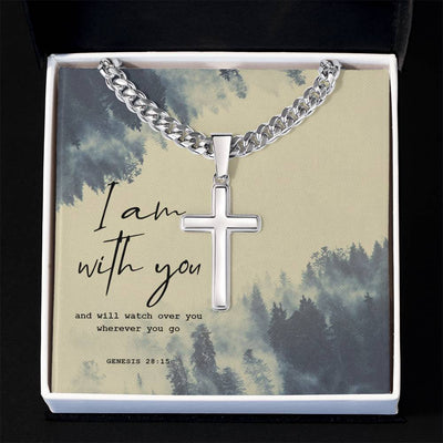 Load image into Gallery viewer, Birthday Gifts for a Christian Man, Spiritual Gifts for Men, Cross on Cuban Link Chain

