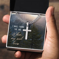 Load image into Gallery viewer, Miami Cuban Link Chain with Cross Pendant, I Have Found the One Whom My Soul Loves
