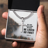 Load image into Gallery viewer, Birthday Gifts for a Christian Man, Unique Christian Gifts for Him, Cross on Cuban Link Chain
