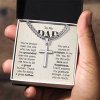 Load image into Gallery viewer, To My Dad Artisan Cross Necklace from Daughter/son, You Are Source of Wisdom in My Life
