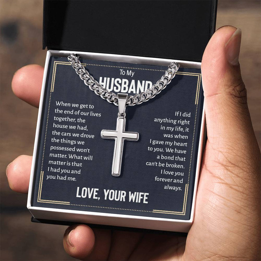 To My Husband Artisan Cross Necklace from Wife, When We Get to the End of Our Lives