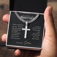 Load image into Gallery viewer, Little Brother Birthday Gift - Love Your Lord with All Your Strength Cross Cuban Link Chain
