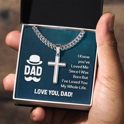 Load image into Gallery viewer, To My Dad Artisan Cross Necklace - I Know You &amp;#39;ve Loved Me
